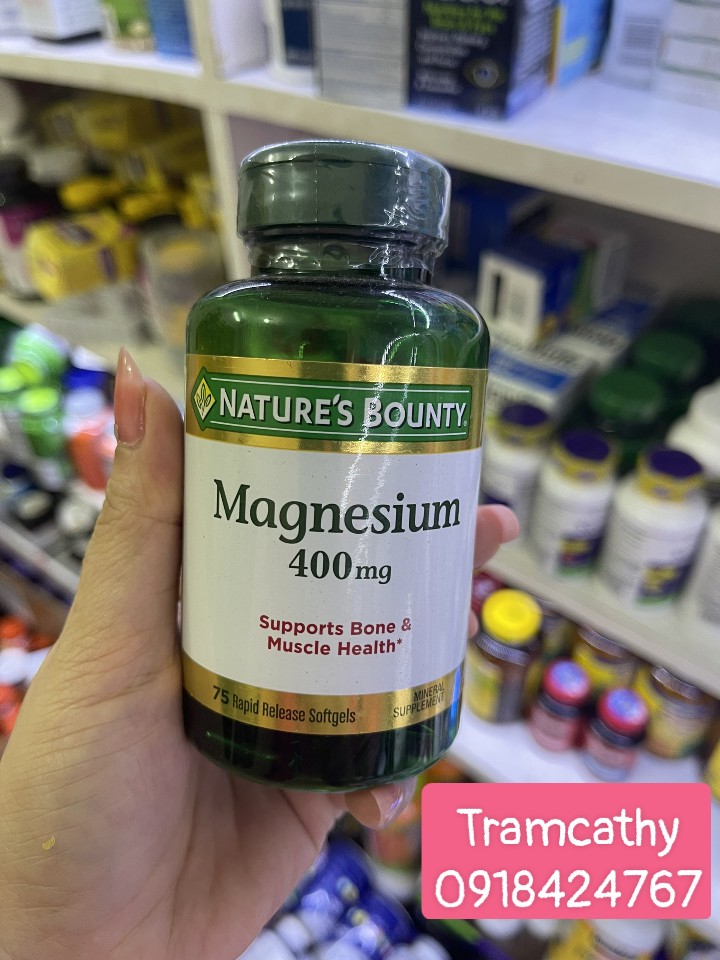 Viên uống chắc xương khỏe cơ Nature’s Bounty Magnesium 400mg 75 Softgels