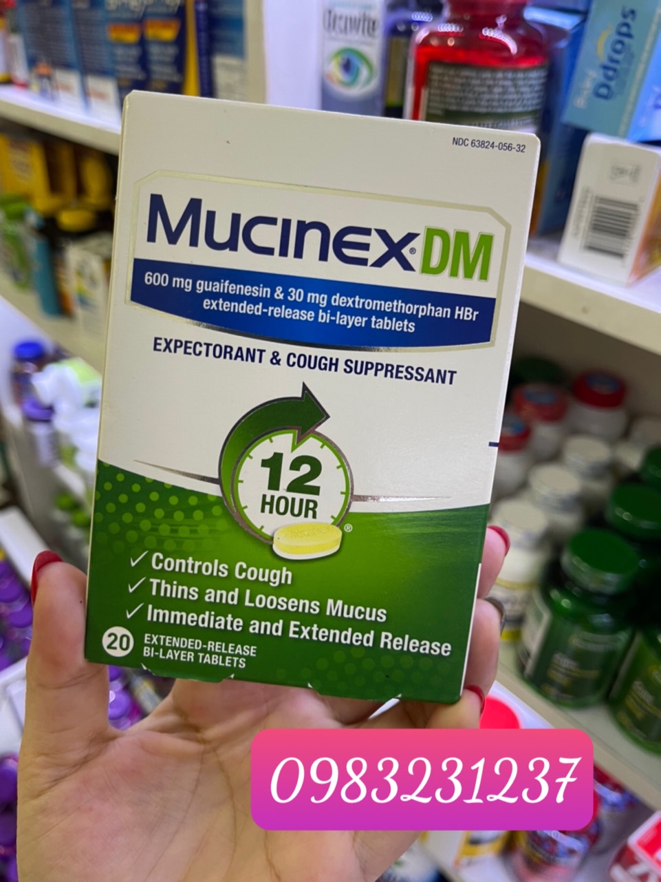 Viên Uống Trị Ho Có Đờm Mucinex Dm Expectorant & Cough Suppressant 12 Hour 20 viên
