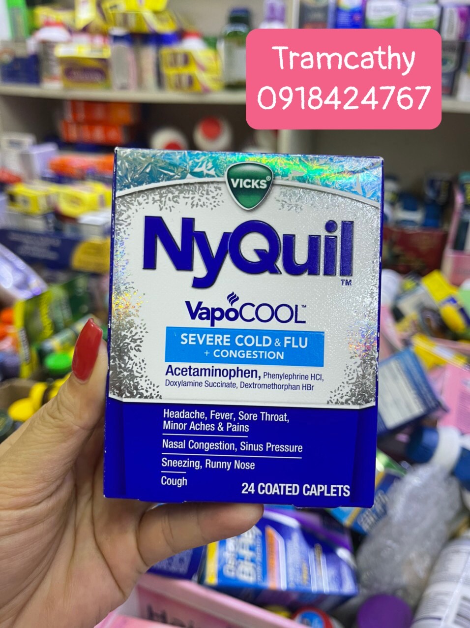 Viên uống giảm cảm cúm Vicks VapoCool NyQuil Severe Cold & Flu +Congestion
