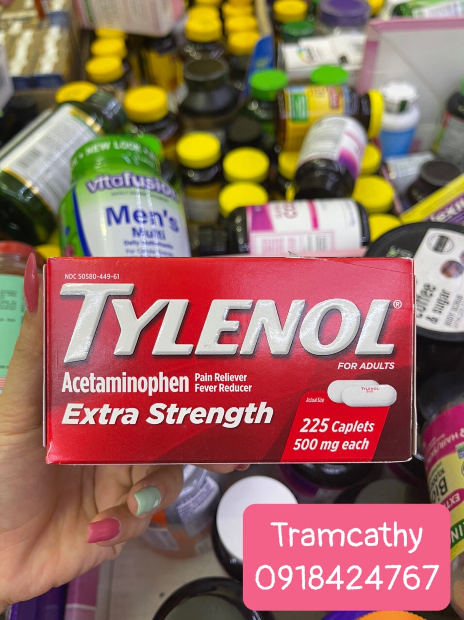 Viên uống giảm đau hạ sốt Tylenol Extra Strength with Acetaminophen 500mg