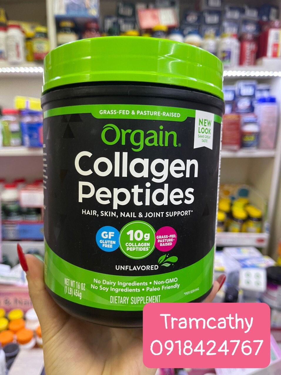 Orgain Collagen Peptides 10g colllagen peptic và 9g protein 