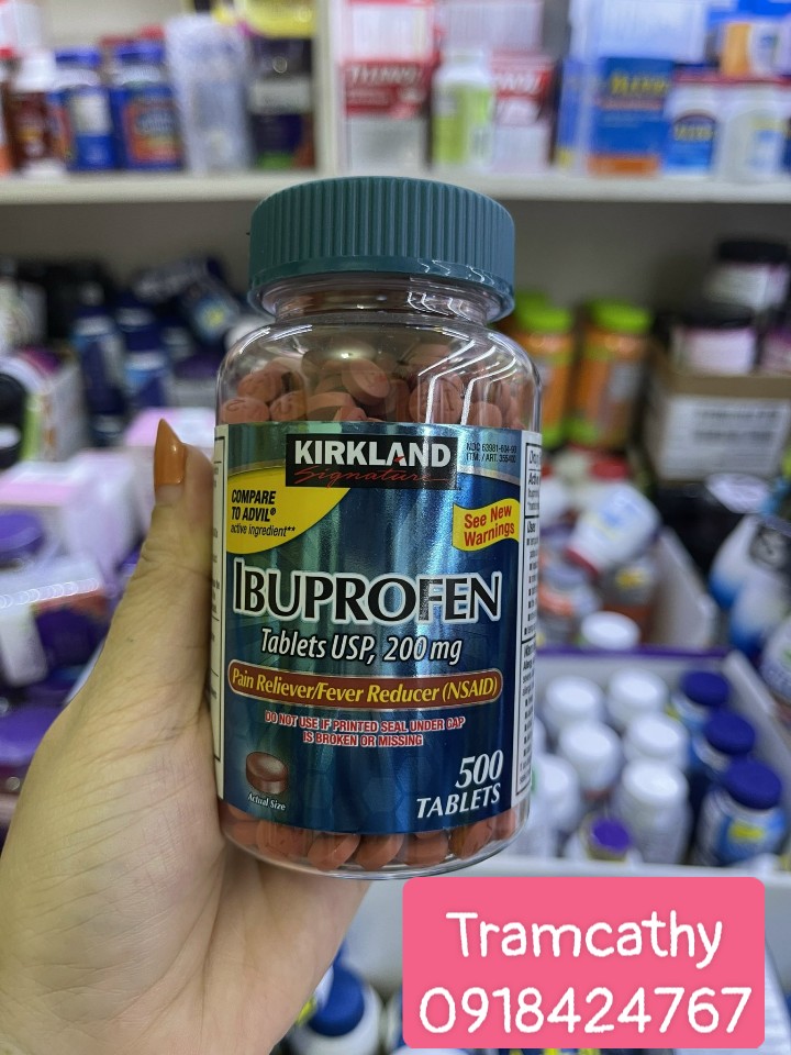 Thực phẩm chức năng Viên giảm đau hạ sốt Kirkland Ibuprofen 200mg 500 viên Mỹ