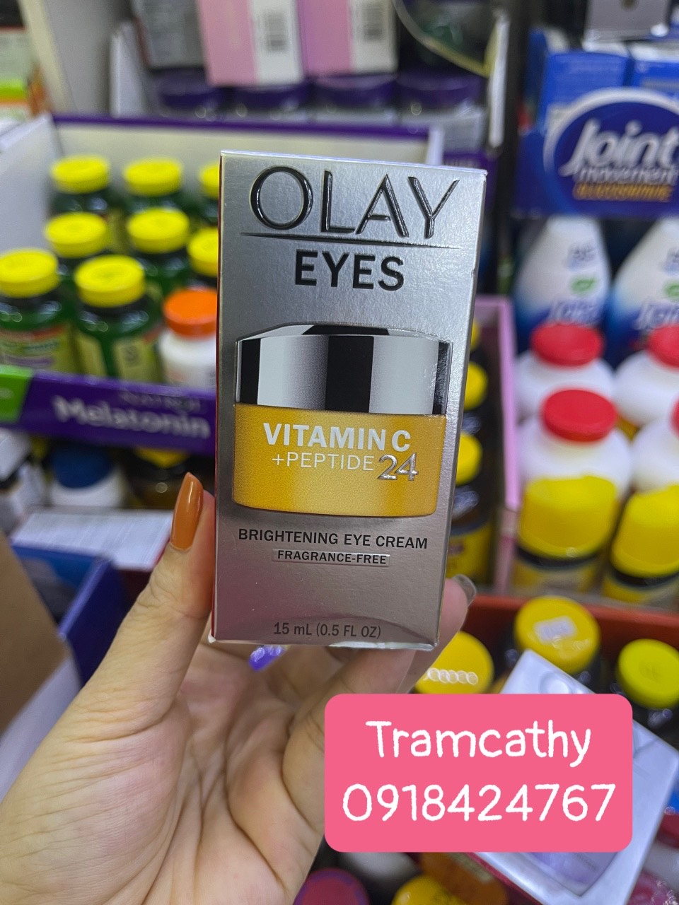 [Hàng Mỹ] Kem Mắt Dưỡng Trắng Mờ Nám Không Mùi Olay Brightening Vitamin C Eye Cream Fragrance Free 1