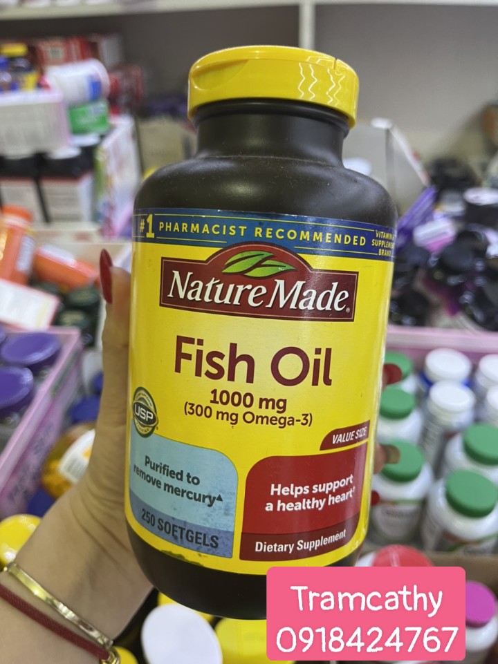 Dầu cá Nature Made Fish Oil Omega 3 1000 mg 250 Viên