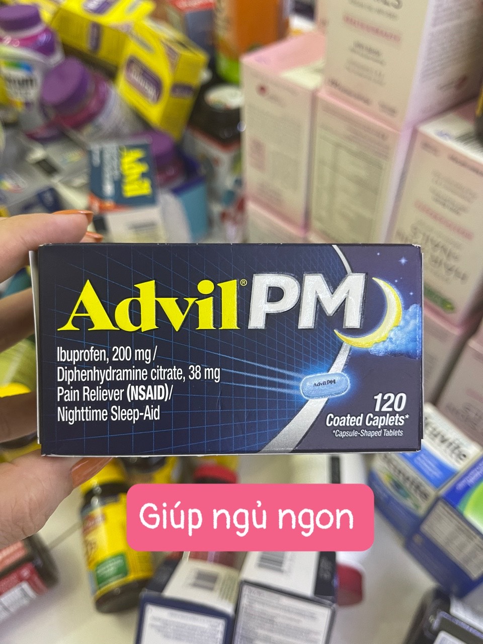 Advil pm 120 viên-Viên giảm đau Advil PM 200mg của Mỹ dùng ban đêm