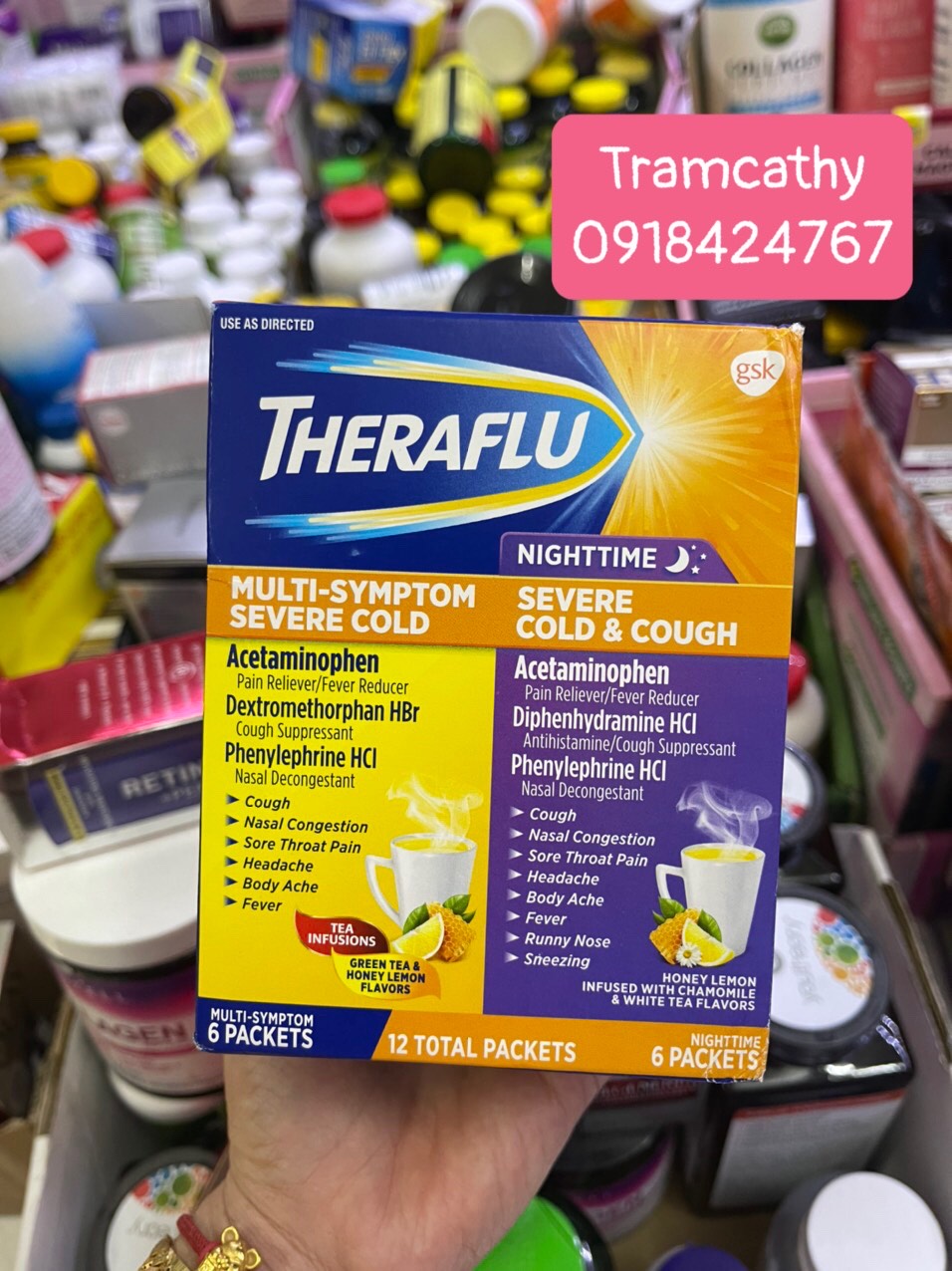 Hỗ trợ cảm và ho Theraflu Multi-Symptom + Nighttime Severe Cold & Cough 