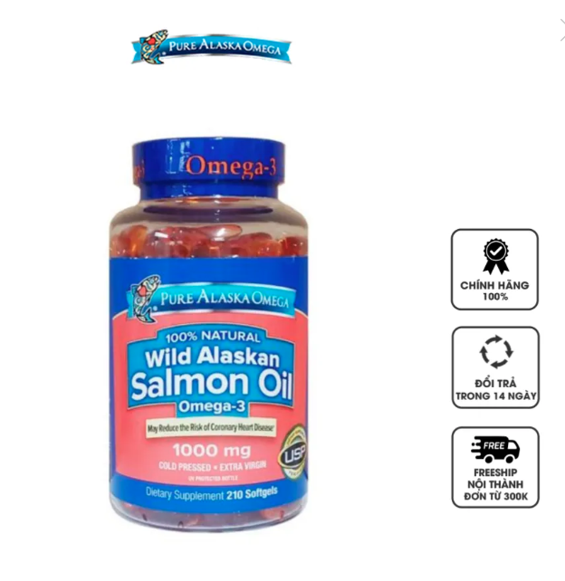 Dầu cá hồi vùng Alaska 100% natural Omega 3 Wild Alaskan Salmon Oil 1000mg fish oil