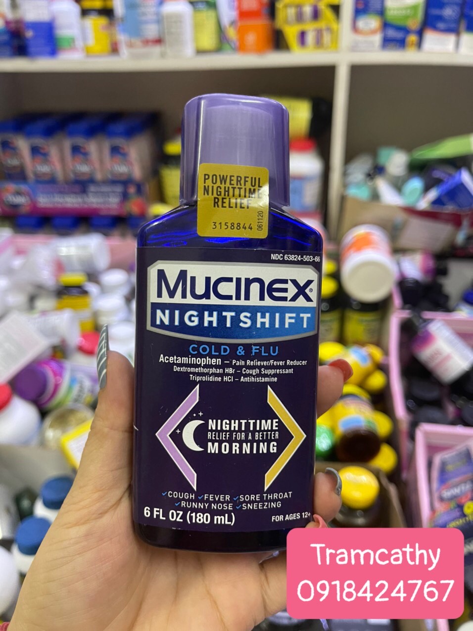 Siro giảm cảm cúm ban đêm Mucinex NightShift Cold Flu 180ml