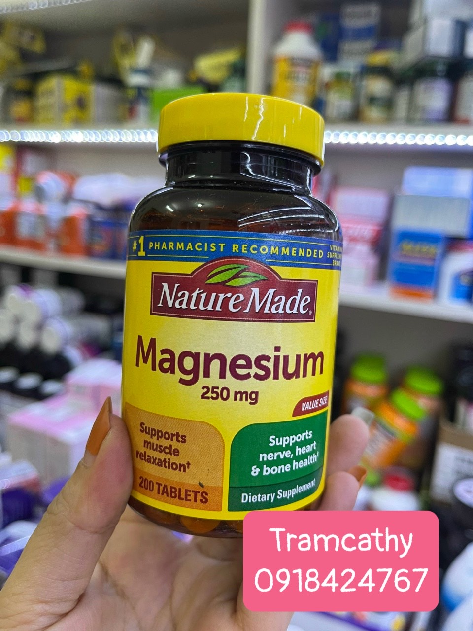 Viên uống bổ sung Magiê Nature Made Magnesium 250mg 200 Tablets