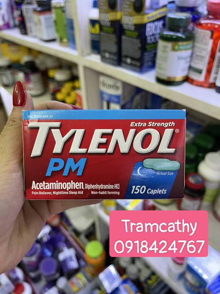 Viên Uống Tylenol PM giảm đau và hỗ trợ giấc ngủ 150 Viên