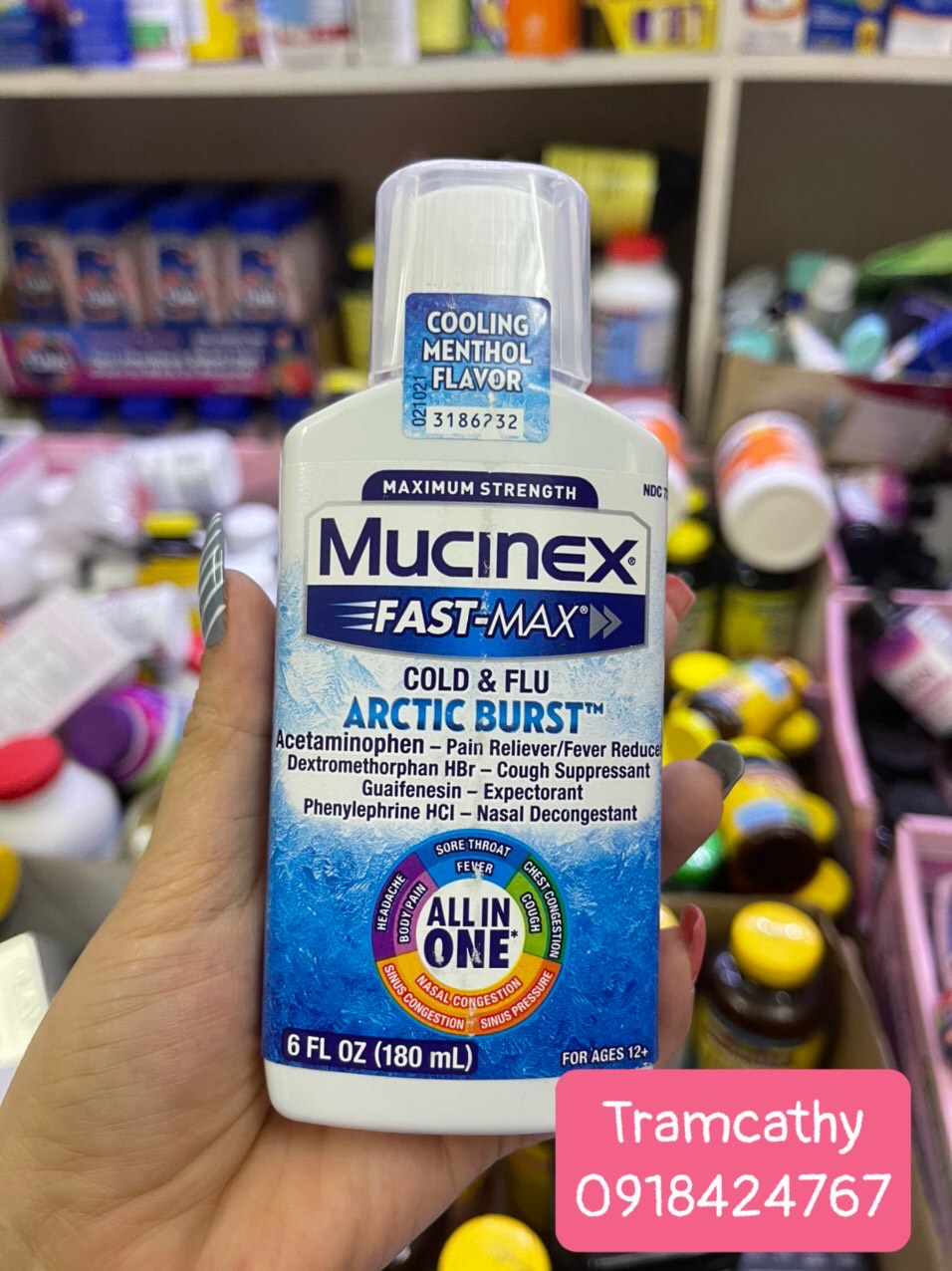 Siro giảm cảm cúm Mucinex Fast-Max Cold Flu 180ml