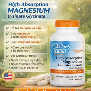 Review chi tiết: Doctor's Best High Absorption Magnesium Lysinate Glycinate 240 Tablets