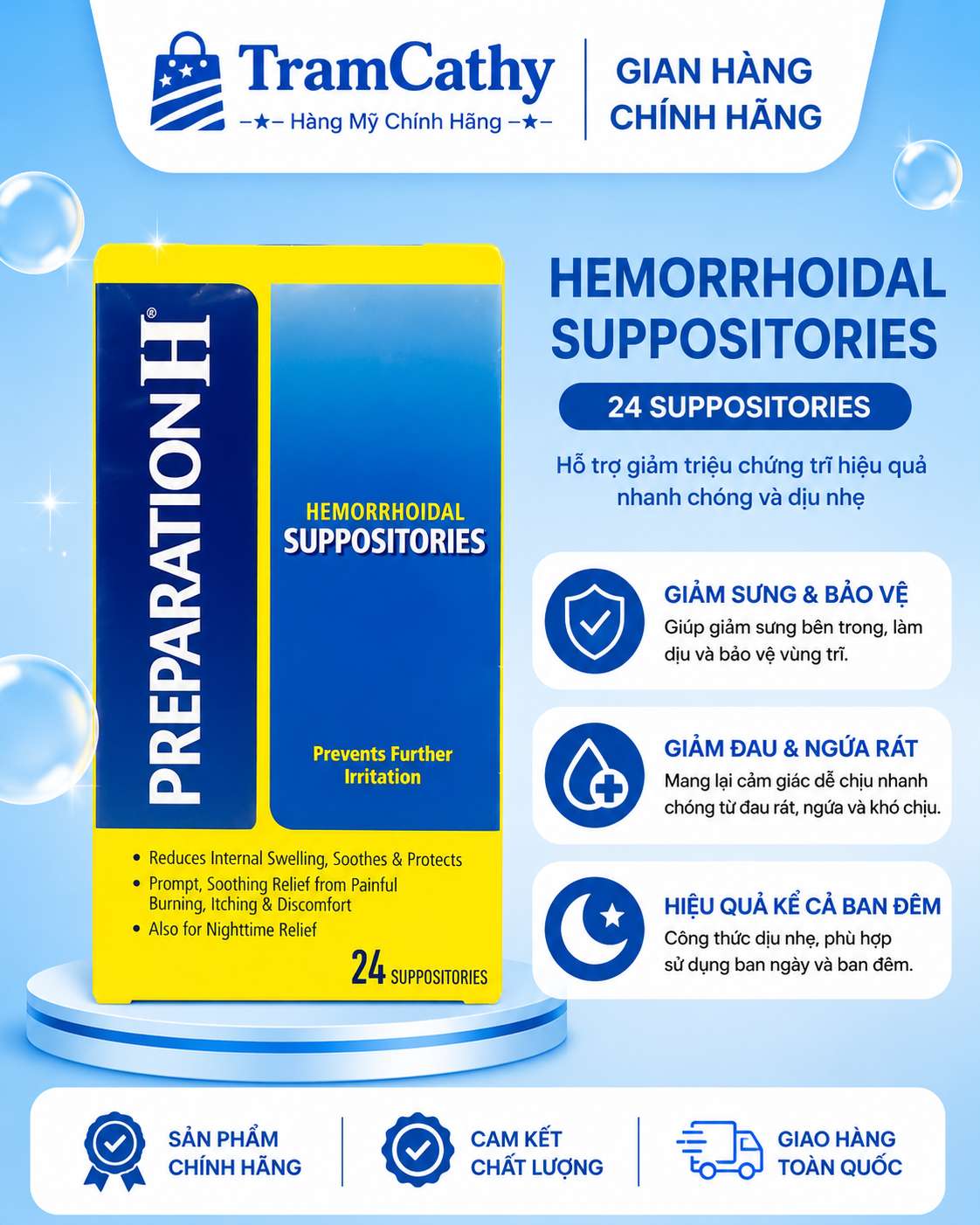 Thuốc đặt trĩ tốt nhất hiện nay Vì sao Preparation H Suppositories được nhiều người lựa chọn