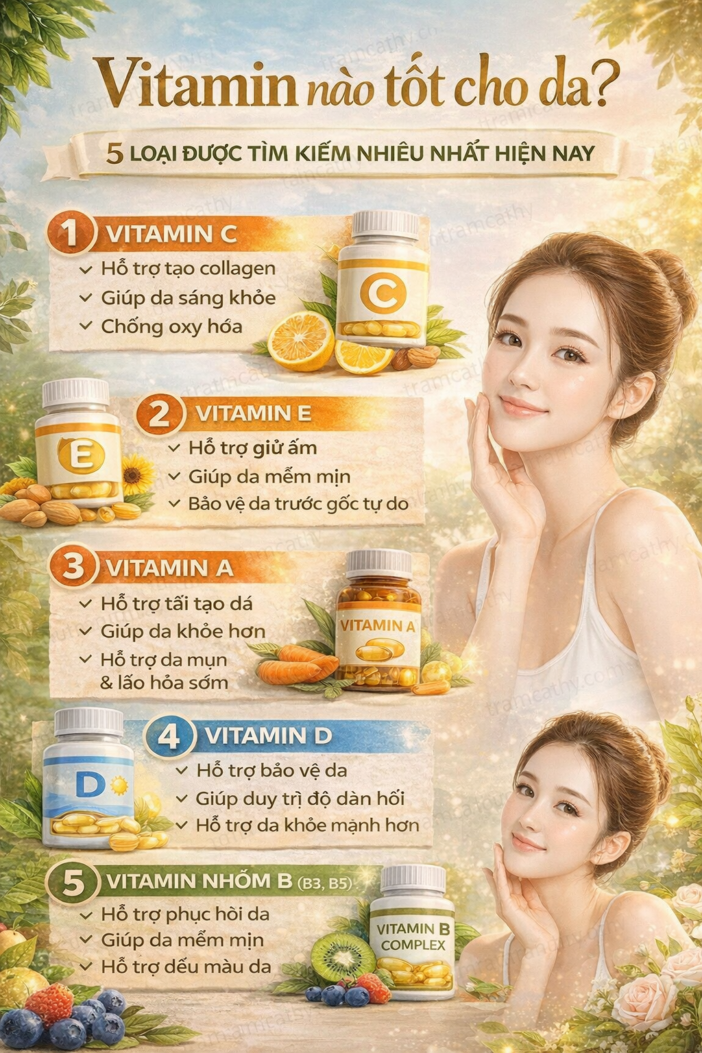 Vitamin nào tốt cho da 5 loại được tìm kiếm nhiều nhất hiện nay