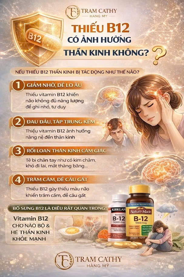 Thiếu vitamin B12 có ảnh hưởng thần kinh không?