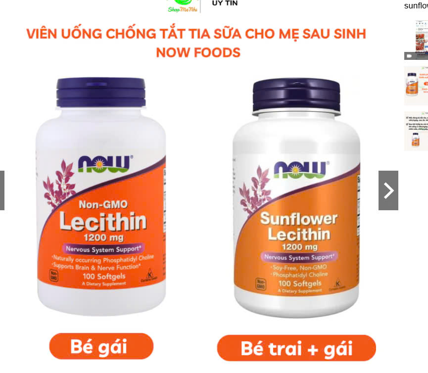 NOW Foods Lecithin và Sunflower Lecithin có phân biệt sử dụng khi con bạn là gái hay trai không