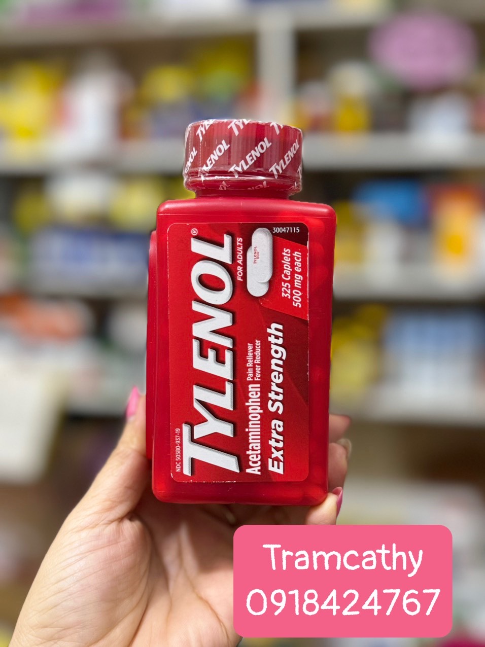 Viên uống giảm đau hạ sốt Tylenol Extra Strength with Acetaminophen 