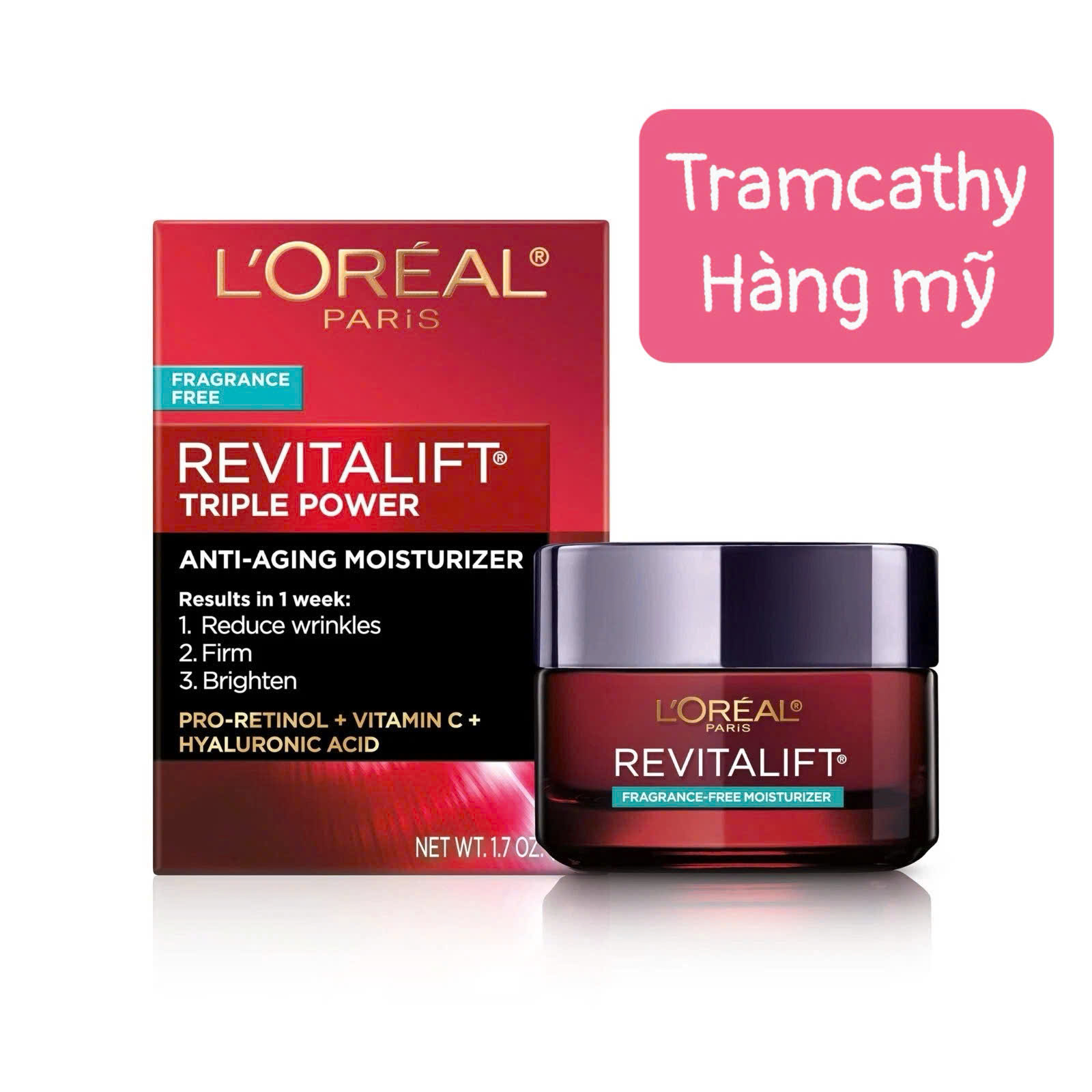LOréal Paris Revitalift Triple Power Anti-Aging Moisturizer Fragrance Free 1.7 oz - Kem dưỡng chống 