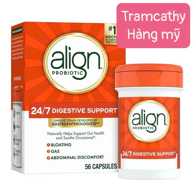 56 viên uống Align Probiotic 24/7 Digestive Support hỗ trợ men tiêu hóa