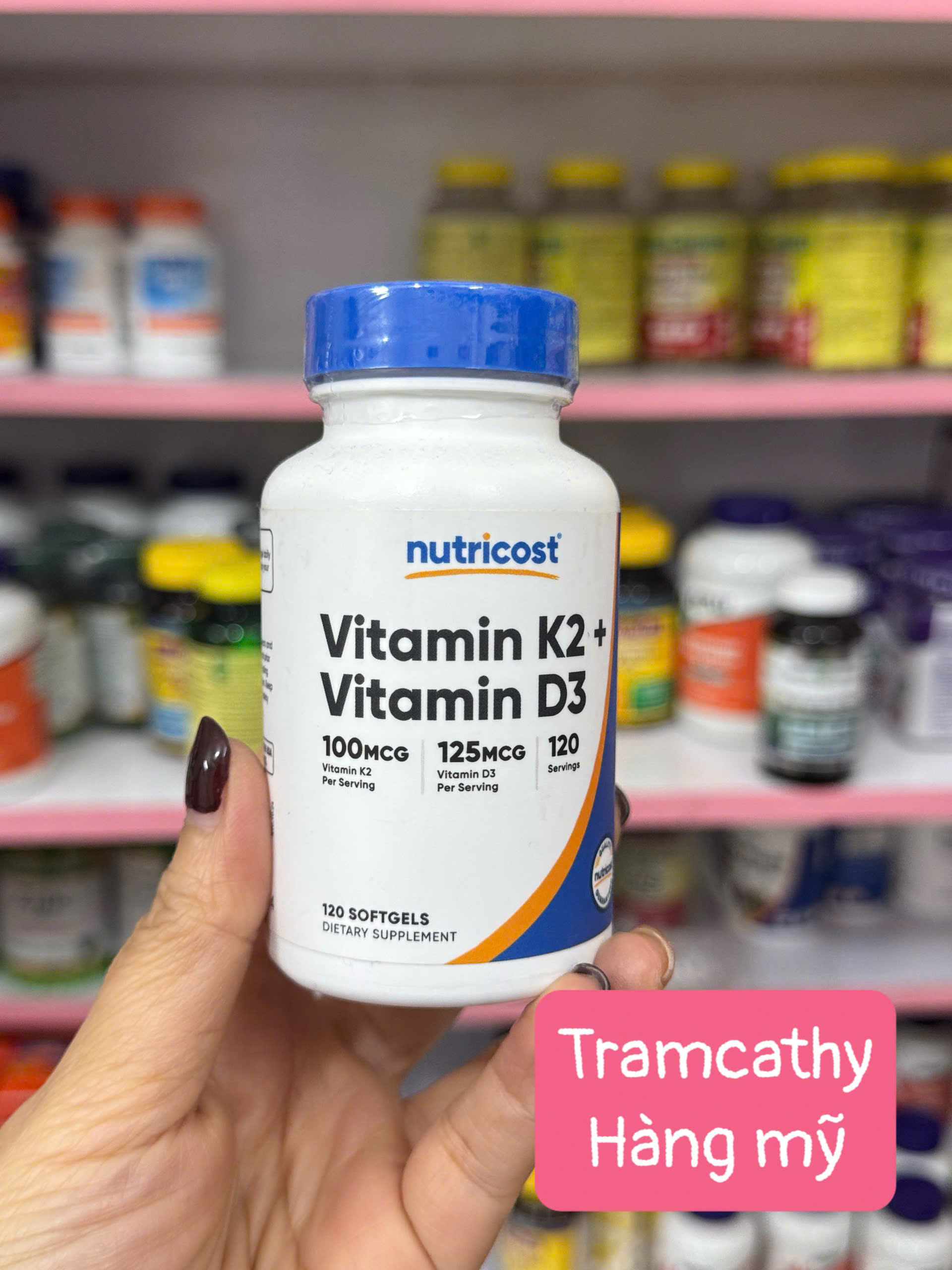 120 viên D3K2 Nutricost Vitamin K2 + Vitamin D3 120 viên – Hỗ trợ xương chắc khỏe và hấp thu canxi t