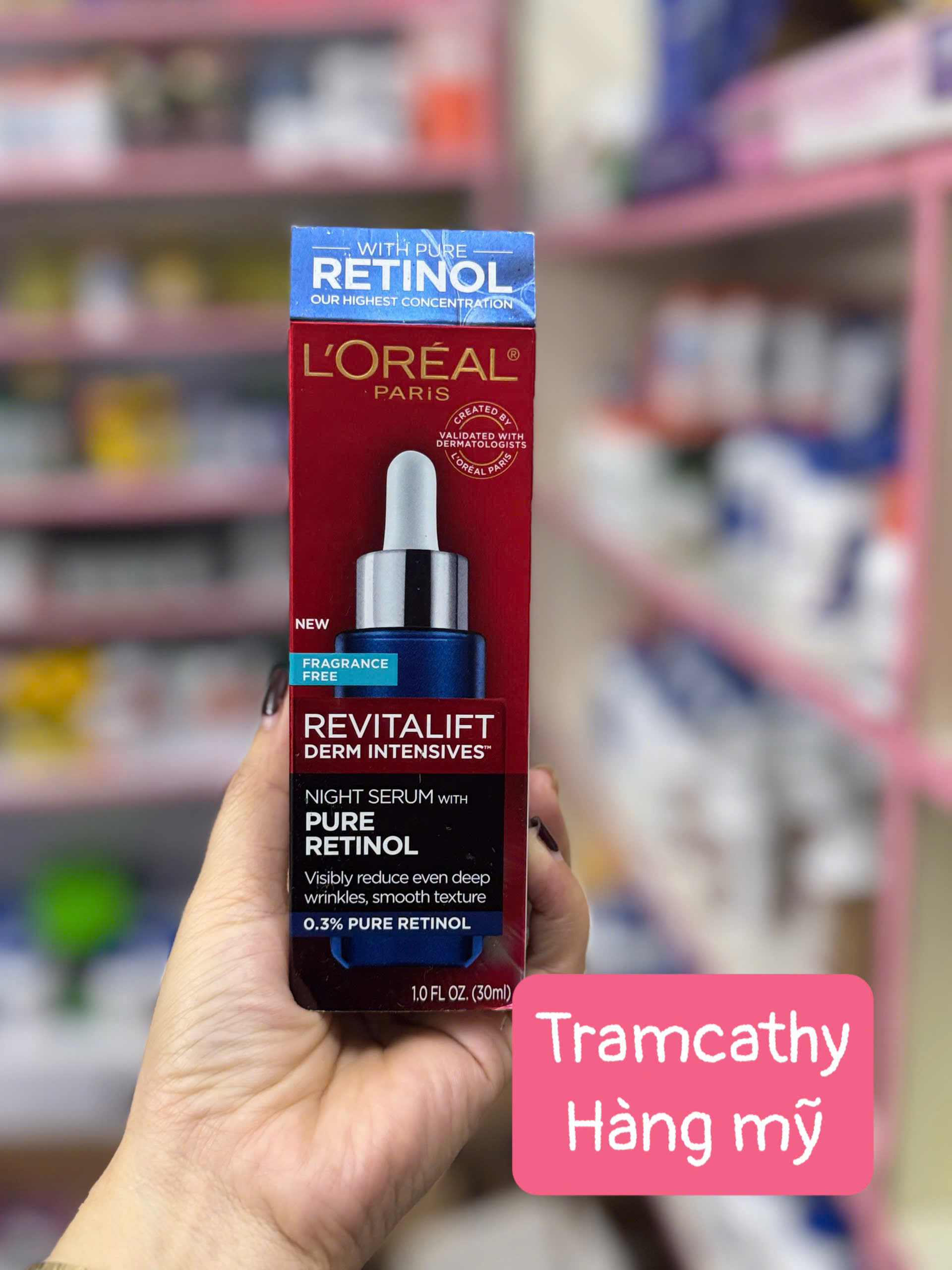 Serum loreal giảm thâm nám hiệu quả-L’Oréal Paris Revitalift Derm Intensives Night Serum With Pure R