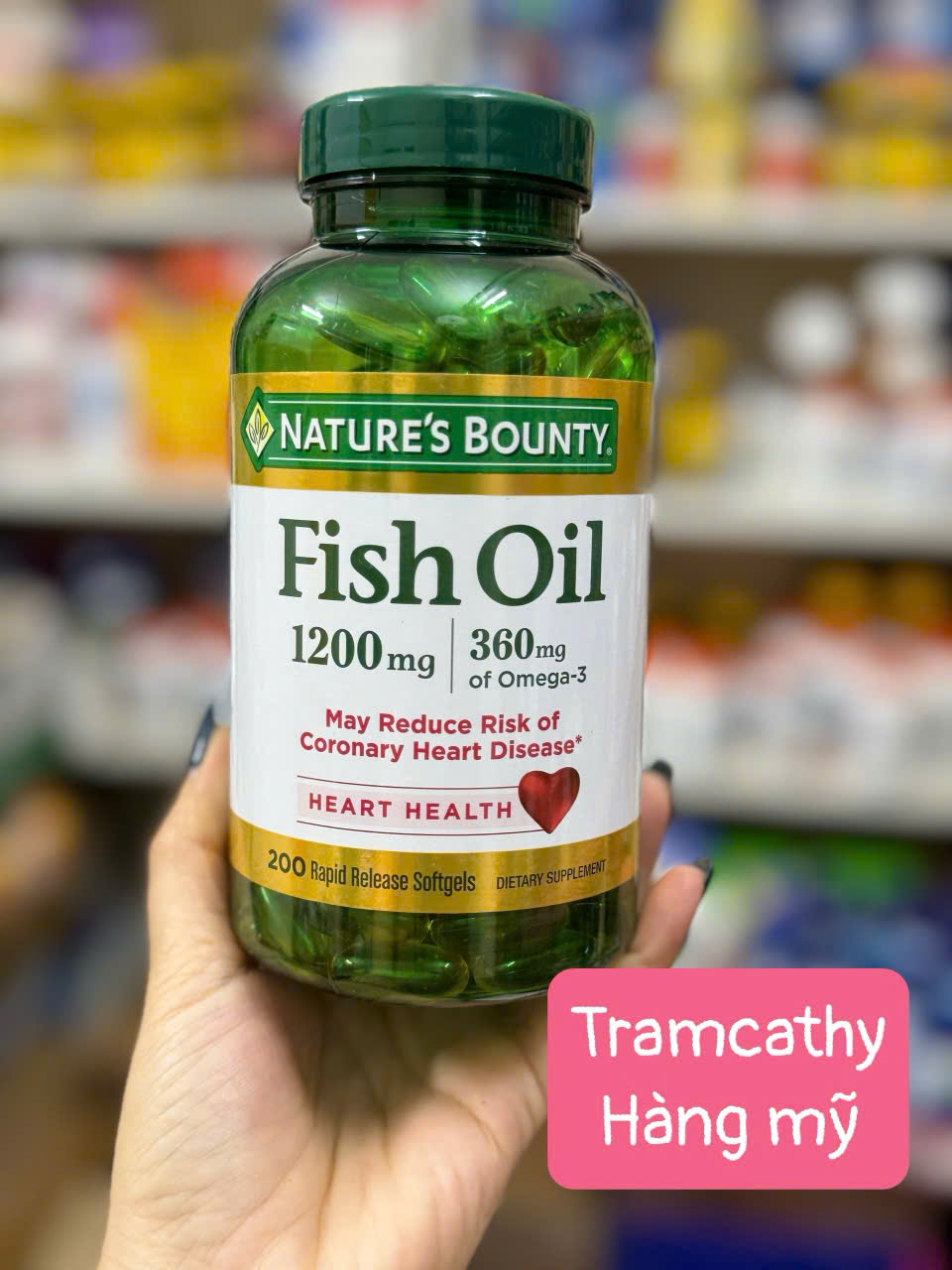 200 viên Natures Bounty Fish Oil 1200mg - Sự Lựa Chọn Hàng Đầu Bổ Sung Omega-3 Hỗ Trợ Sức Khỏe Tim M