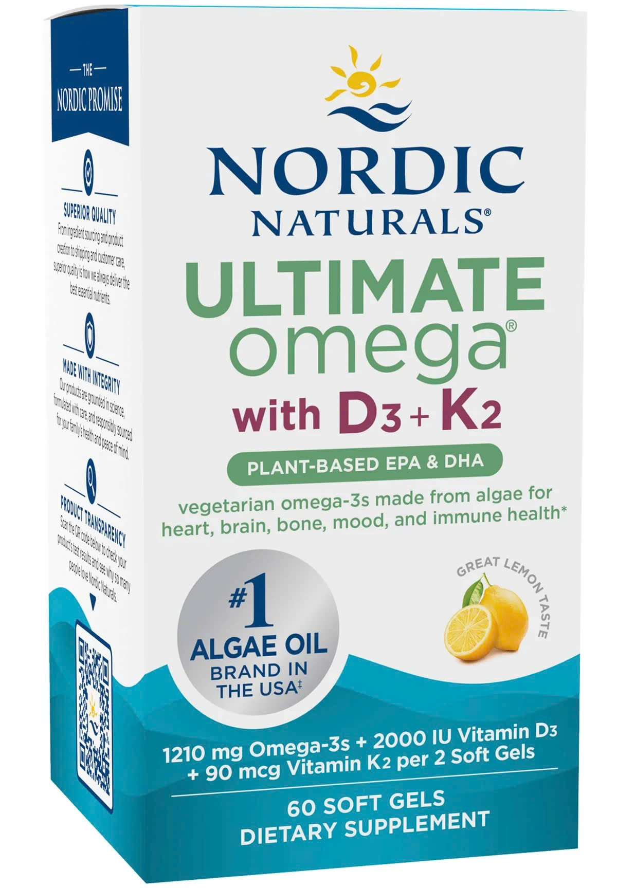 60 Viên omega 3 từ tảo cho ngưòi ăn chay Nordic Naturals Ultimate Omega Plant-Based with D3 + K2 60 