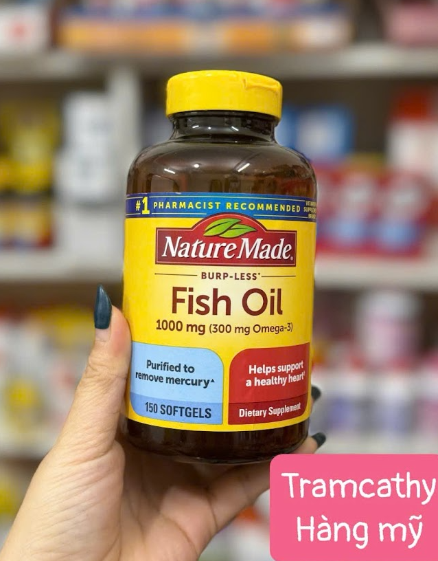 150 viên Nature Made Fish Oil 1000mg - Dầu cá tinh khiết hỗ trợ tim mạch