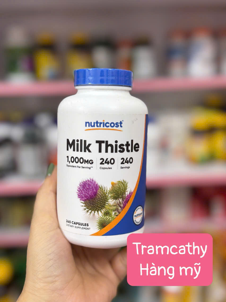 240 viên Nutricost Milk Thistle 1000mg – Viên uống bổ gan, giải độc gan, hỗ trợ men gan