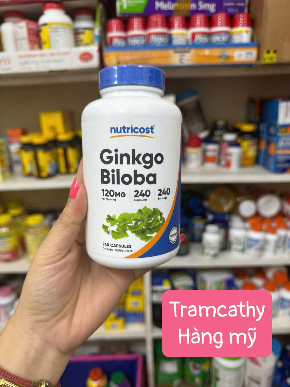 Bổ não Ginkgo Biloba Nutricost 120mg - Tăng Cường Trí Nhớ & Tập Trung, Hỗ Trợ Tuần Hoàn Máu