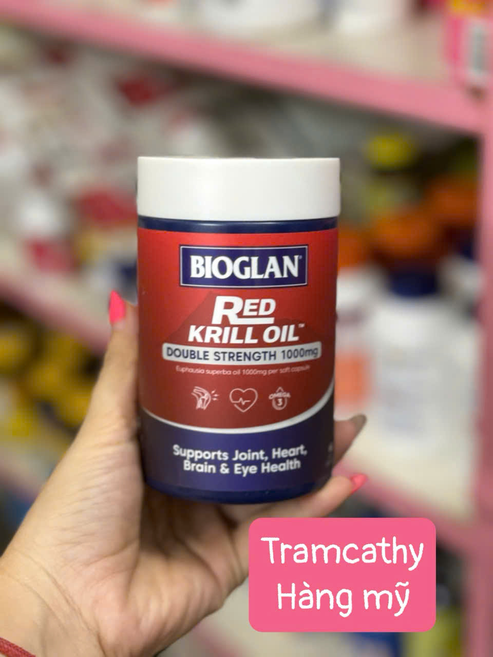 Bioglan Red Krill Oil Double Strength 1000mg - Tăng Cường Sức Khỏe Tim Mạch, Khớp và Não Bộ