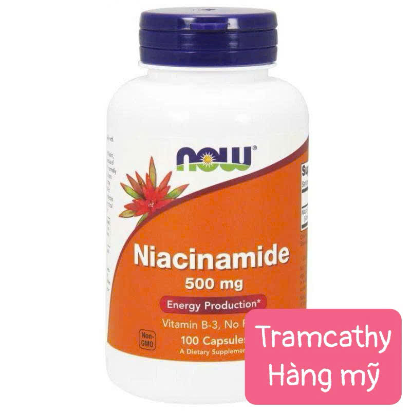 100 viên 500mg NOW Niacinamide 500mg – Viên uống Vitamin B3 hỗ trợ năng lượng và thần kinh 