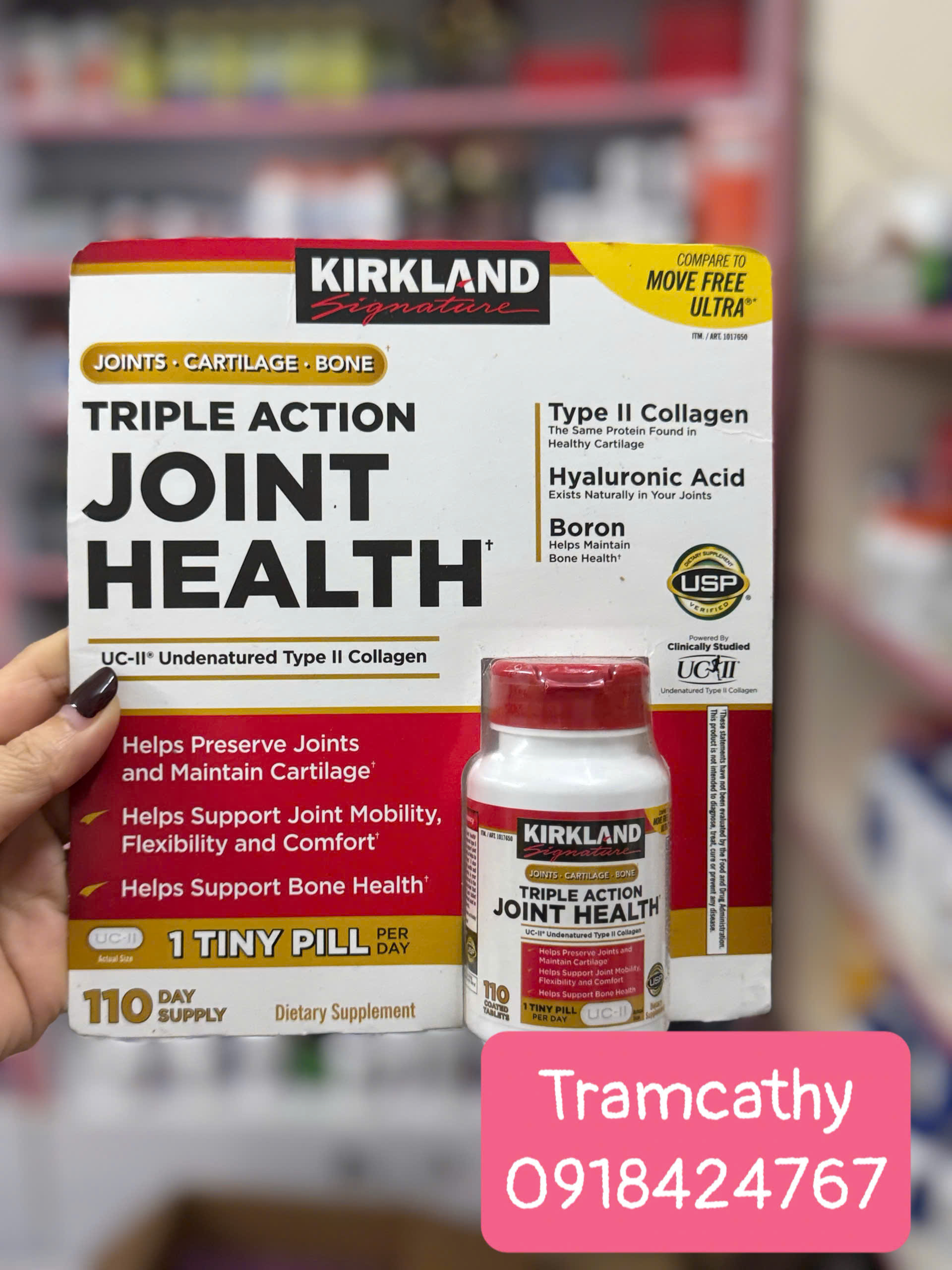 110 viên collagen tuýp 2-Kirkland Triple Action Joint Health – Giải Pháp Hỗ Trợ Khớp Toàn Diện Từ Mỹ
