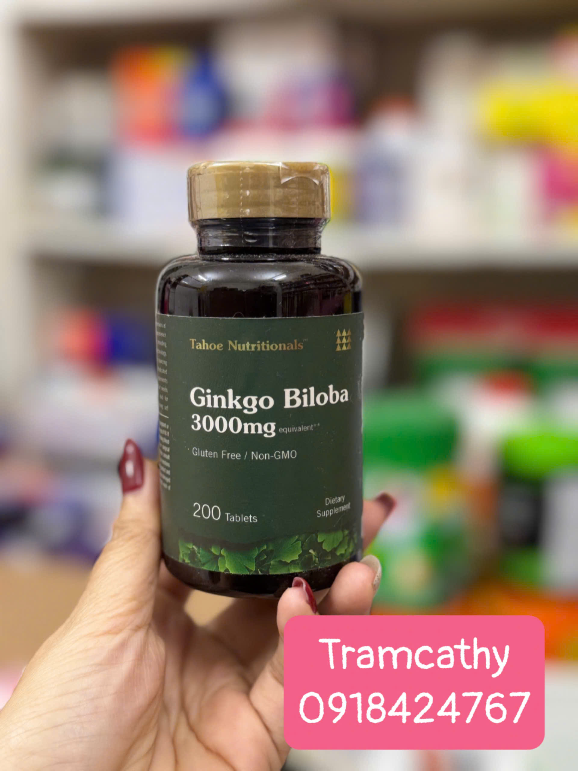 200 Viên bổ não Tahoe Nutritionals Ginkgo Biloba 3000mg - Hỗ trợ trí não và tuần hoàn máu