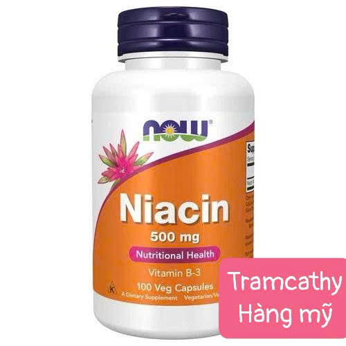 100 viên 500mg NOW Niacin 500mg – Viên uống bổ sung Vitamin B3 hỗ trợ tuần hoàn máu và năng lượng