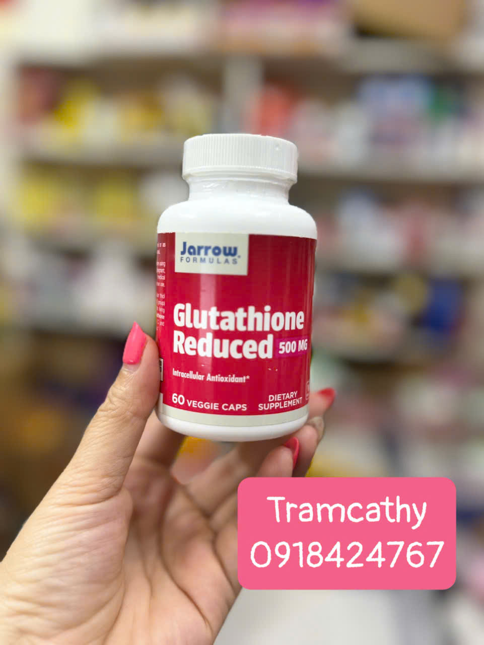 Jarrow Formulas Glutathione Reduced 500 mg viên chống oxy hóa trẻ hóa da giảm thâm nám trắng da