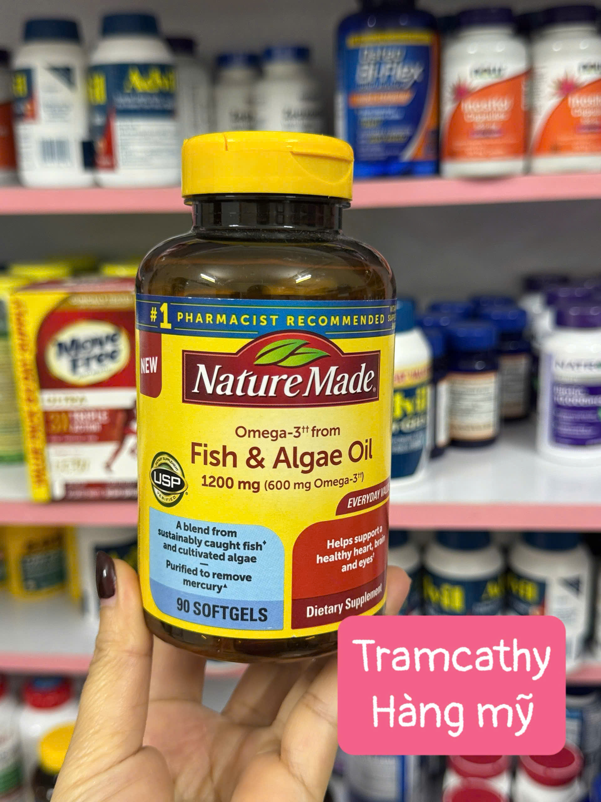 Nature Made Fish & Algae Oil 1200mg – Viên Uống Omega-3 Từ Dầu Cá Và Tảo Biển Hỗ Trợ Tim Mạch, Não B