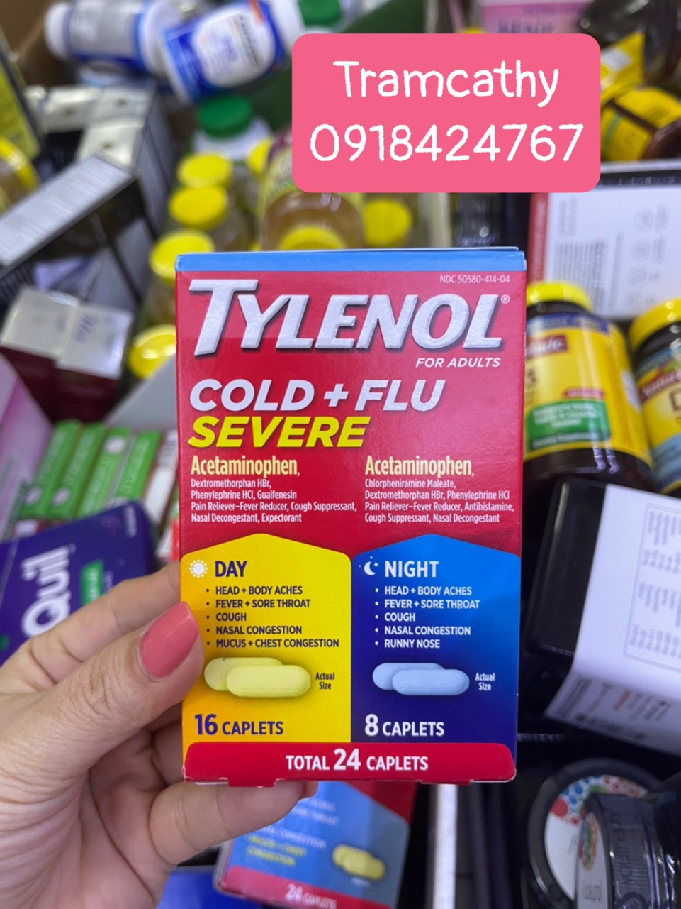 Viên uống Tylenol Cold & Flu Severe Day 16 Caplets & Night 8 Caplets