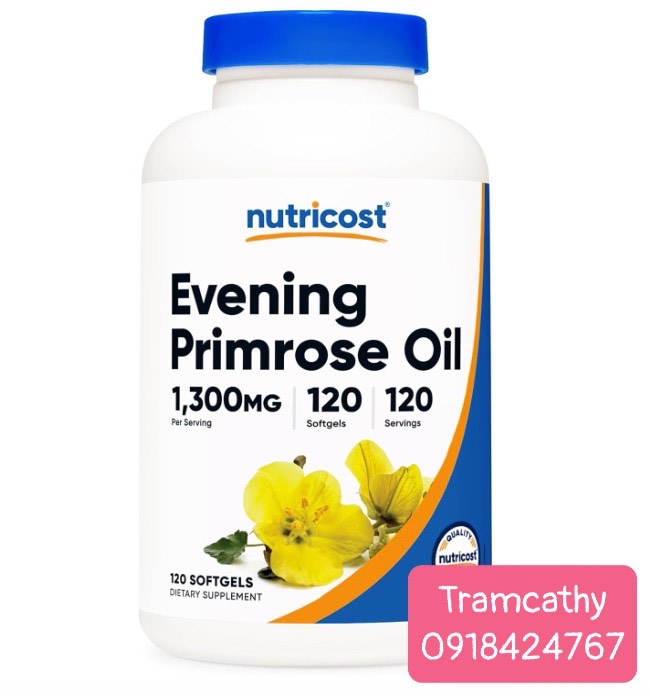 Tinh dầu hoa anh thảo ép lạnh Nutricost Evening Primrose Oil 1300 mg hộp 120 viên
