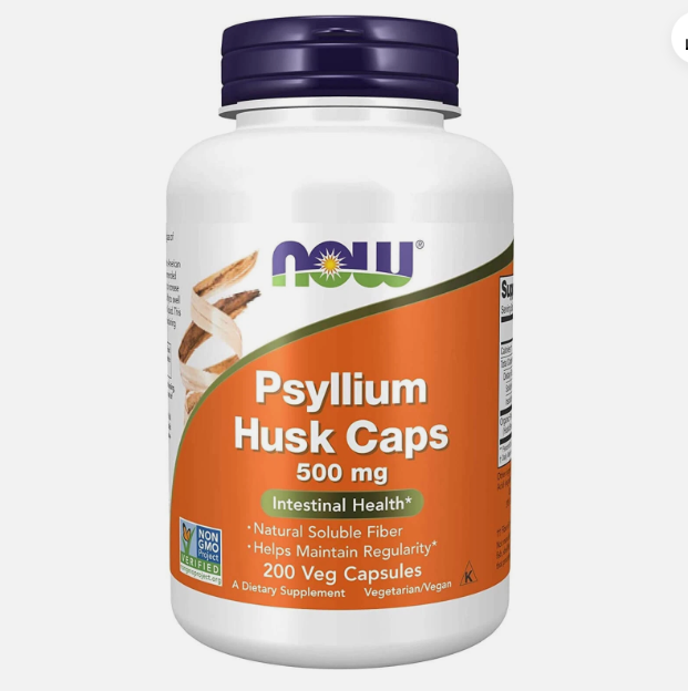NOW Psyllium Husk Caps 500mg 200 Viên – Bổ Sung Chất Xơ Hòa Tan Hỗ Trợ Đường Ruột