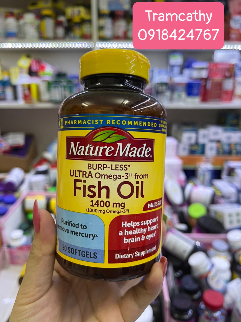 Dầu cá Omega 3 Nature Made Fish oil 1400mg 90 viên nang mềm ( 1000mg Omega-3)