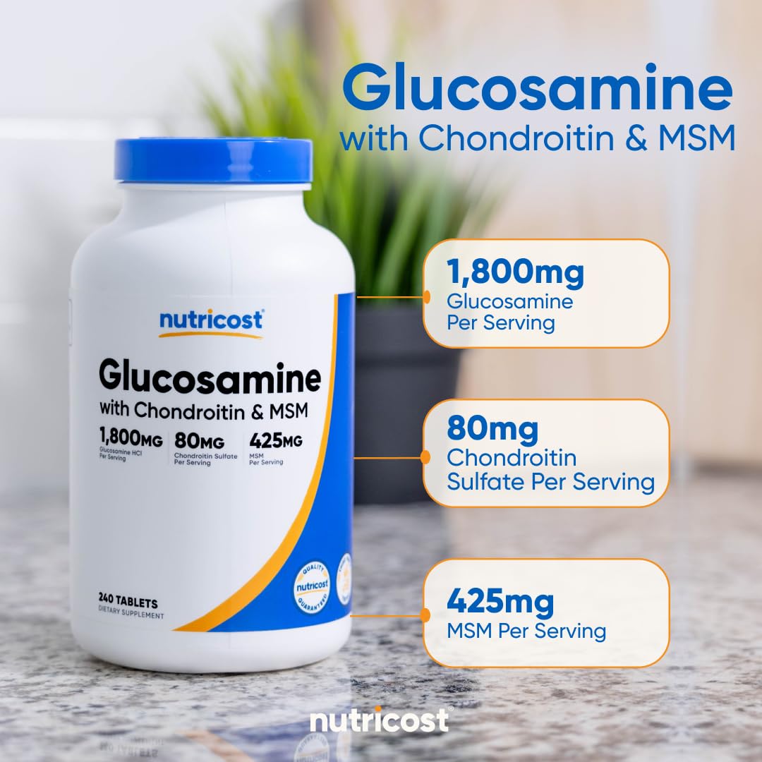 240 Viên Nutricost Glucosamine with Chondroitin & MSM 240 Tablets – Viên uống hỗ trợ xương khớp, giả