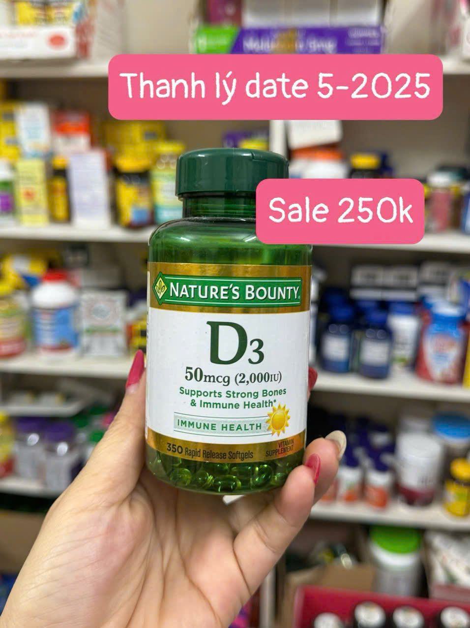 Nature’s Bounty Vitamin D3 50mcg - Hỗ Trợ Sức Khỏe Xương Khớp Và Tăng Cường Miễn Dịch