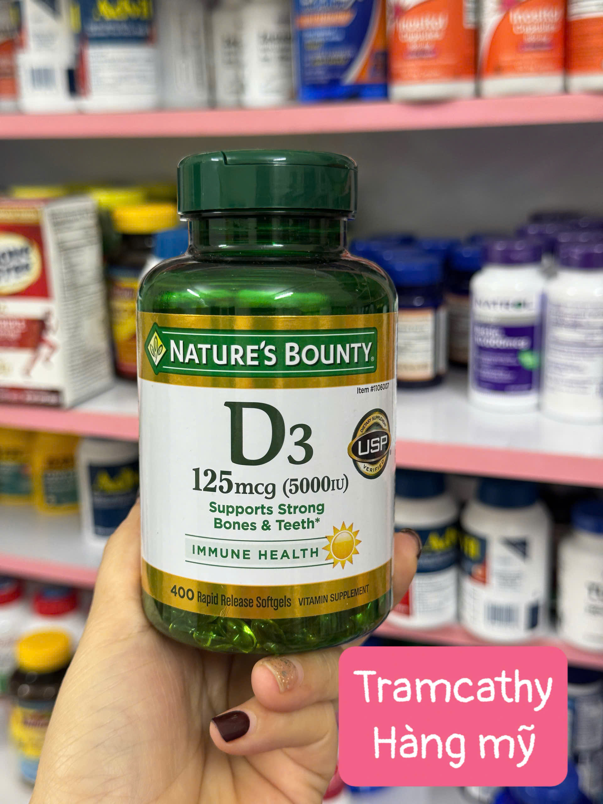 400 Viên 5000iu Nature’s Bounty Vitamin D3 – Tăng cường hấp thu canxi, hỗ trợ xương chắc khỏe và miễ