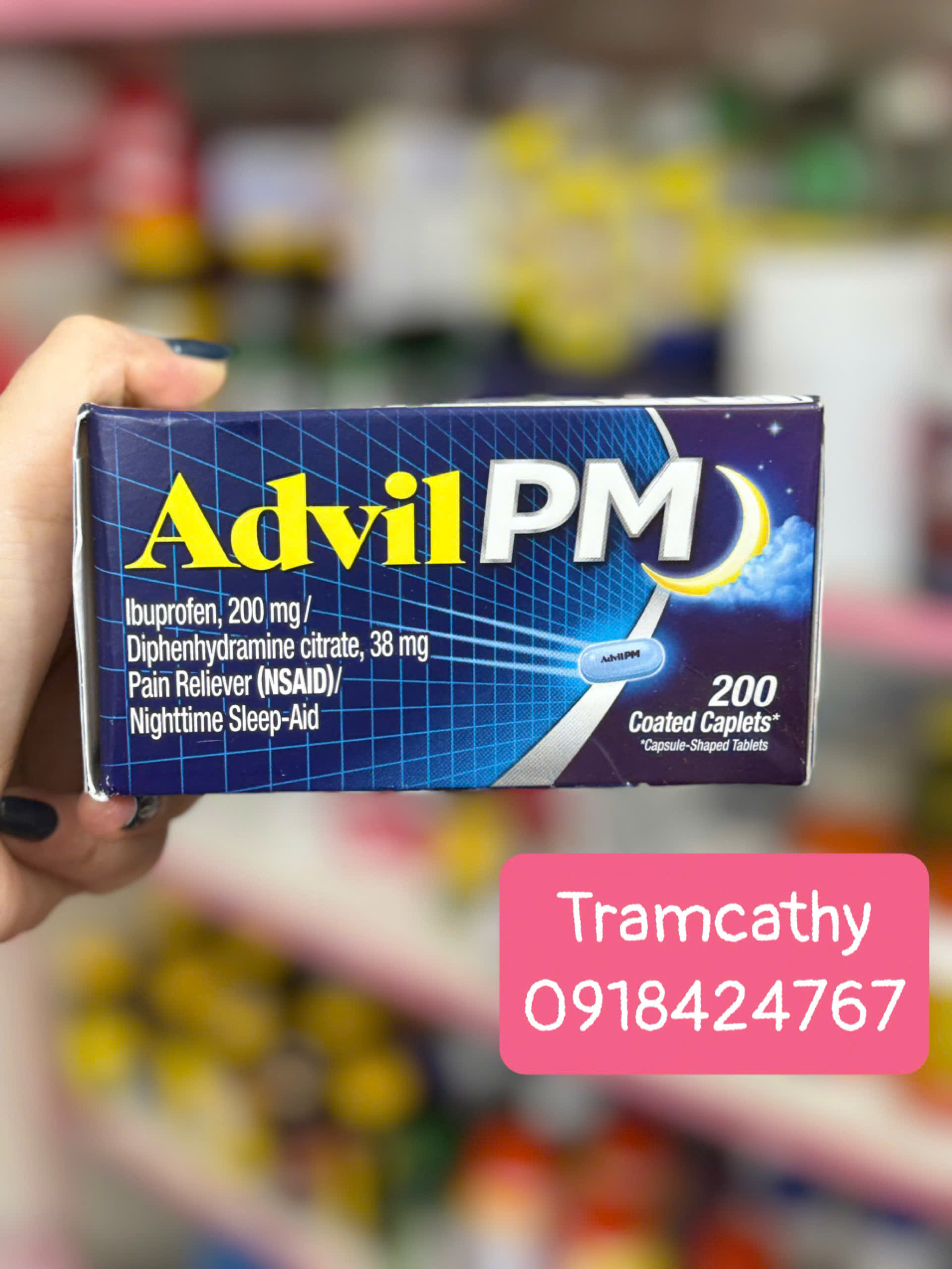 200 viên-Advil PM - Thuốc Giảm Đau Kết Hợp Hỗ Trợ Giấc Ngủ Chính Hãng