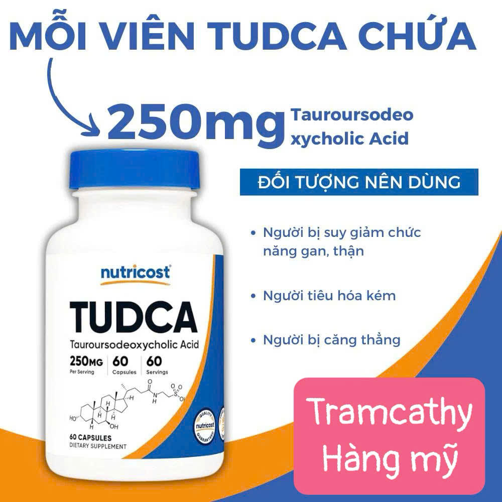 60 Viên Nutricost TUDCA 250mg – Hỗ trợ giải độc gan, bảo vệ tế bào gan và đường mật, bổ gan