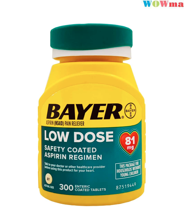 Viên giảm đau và ngăn ngừa nhồi máu cơ tim Bayer Low Dose Aspirin 81mg 300 viên