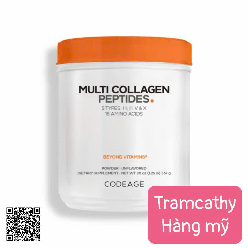 Codeage Multi Collagen Peptides Powder 567g – Collagen đa type hỗ trợ da, tóc, móng và xương khớp