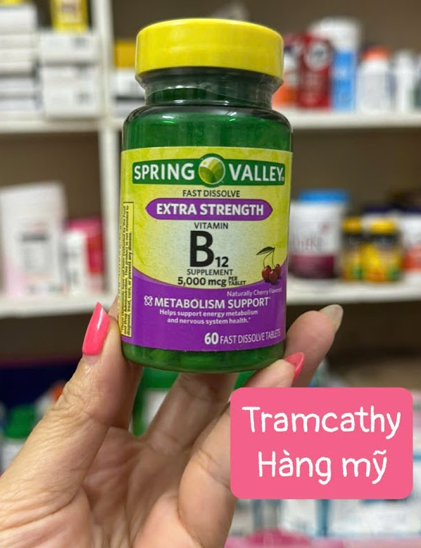 Spring Valley Vitamin B12 5000mcg – Viên Bổ Sung Vitamin B12 Hỗ Trợ Chuyển Hóa 