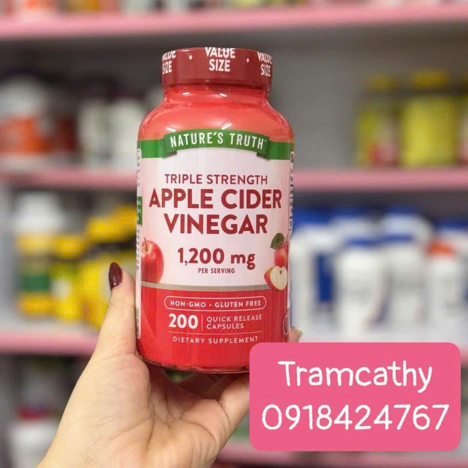 200 viên 1200mg Natures Truth Apple Cider Vinegar 1200mg 200 Viên – Giấm Táo Mỹ Hỗ Trợ Tiêu Hóa